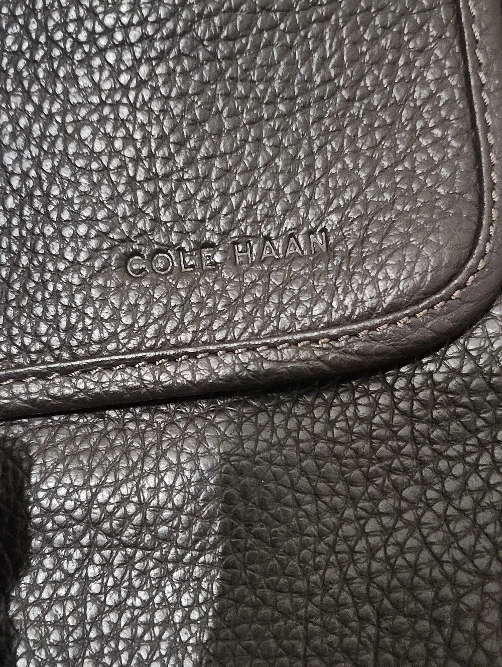 NWT! Cole Haan Wayland Reporter Messenger Bag - Pebbled Leather Dark Brown